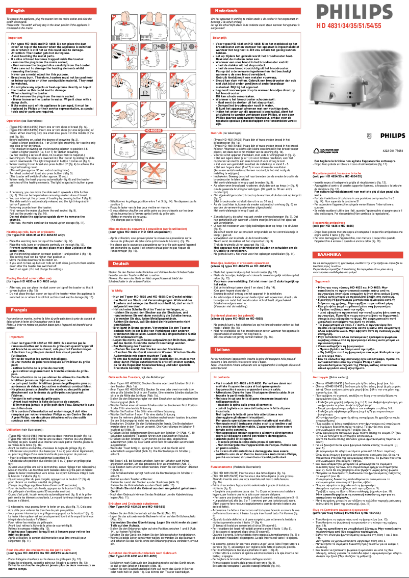 Page 1 de la notice Manuel utilisateur Philips Sunrise HD4831