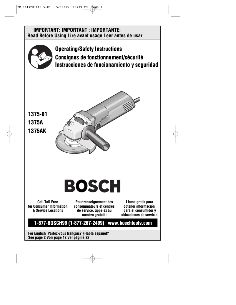 Page n°1 - Manuel utilisateur Bosch 1375A