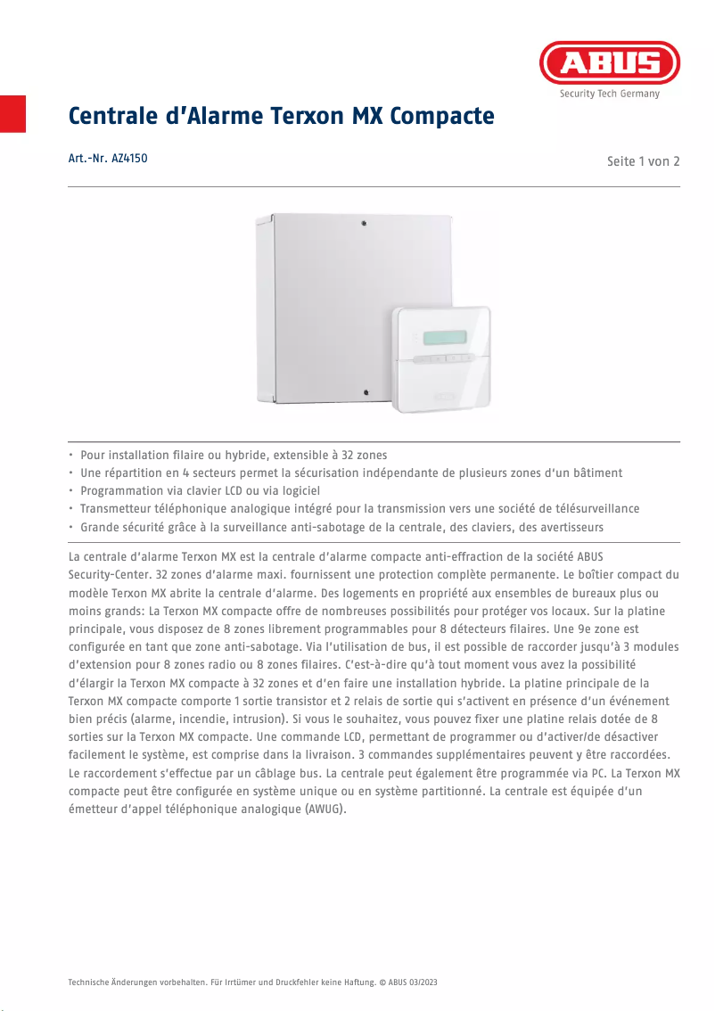 Image de la première page du manuel de l'appareil AZ4150