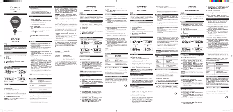 Page n°1 - Manuel utilisateur Oregon Scientific SL110