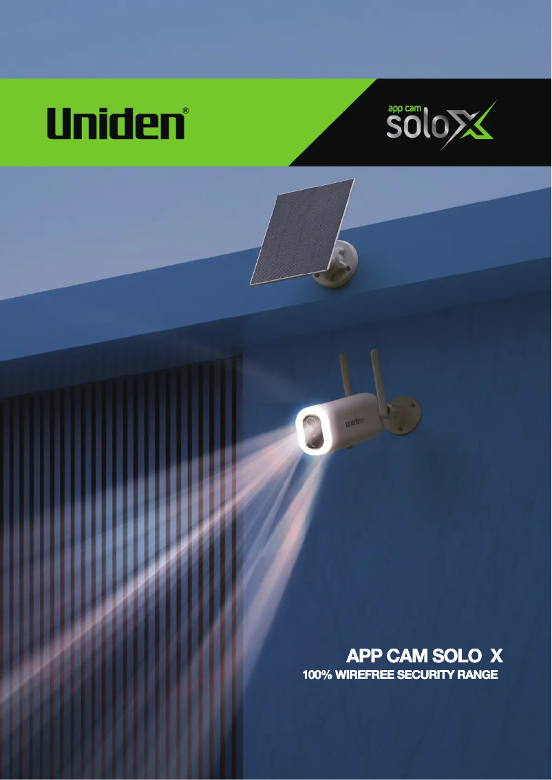 Page 1 de la notice Brochure Uniden App Cam SOLO X2K Bullet Kit