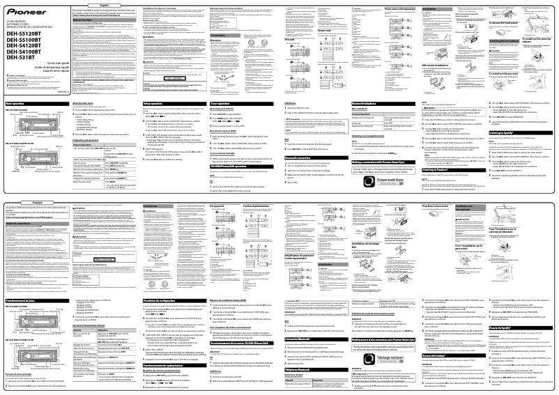 Imagen de la primera página del manual del dispositivo DEH-S31BT
