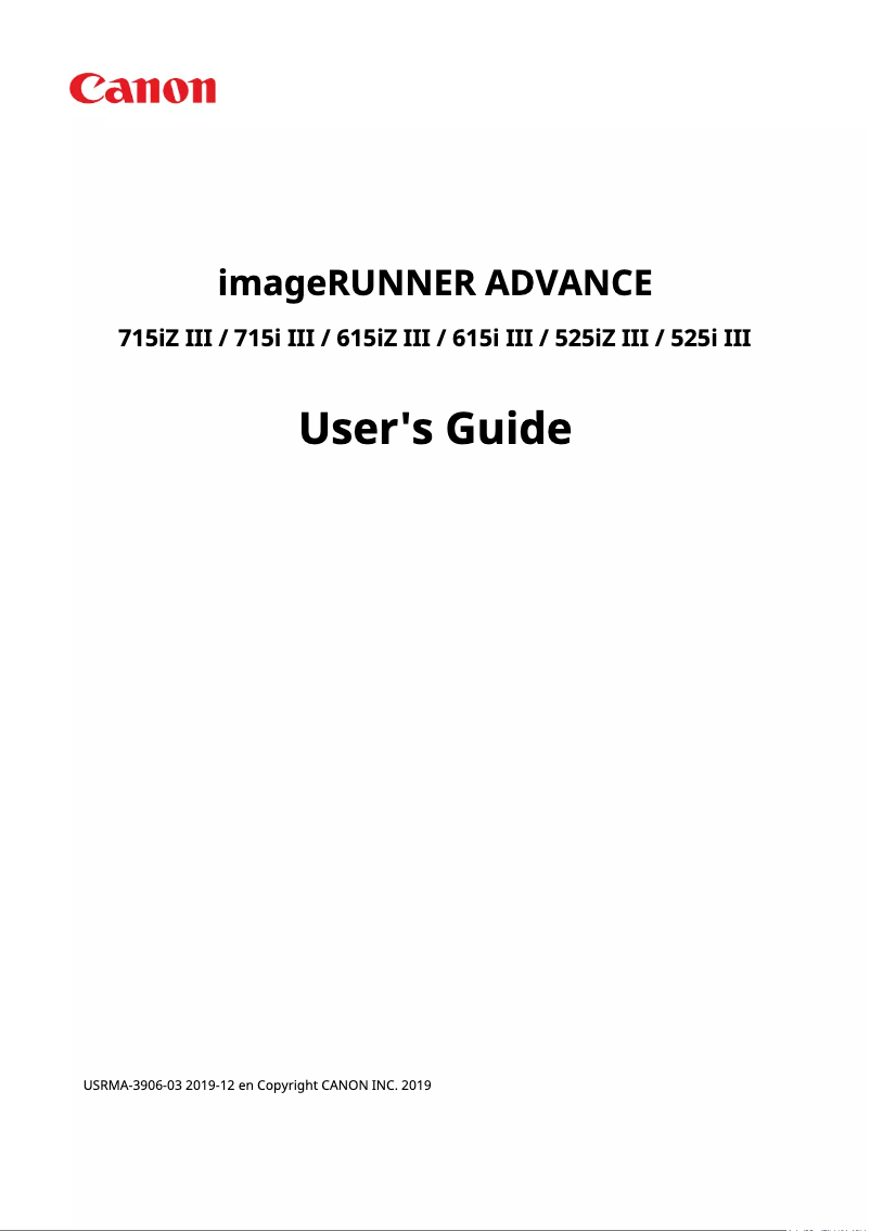 Page 1 de la notice Manuel utilisateur Canon imageRUNNER ADVANCE 615i III