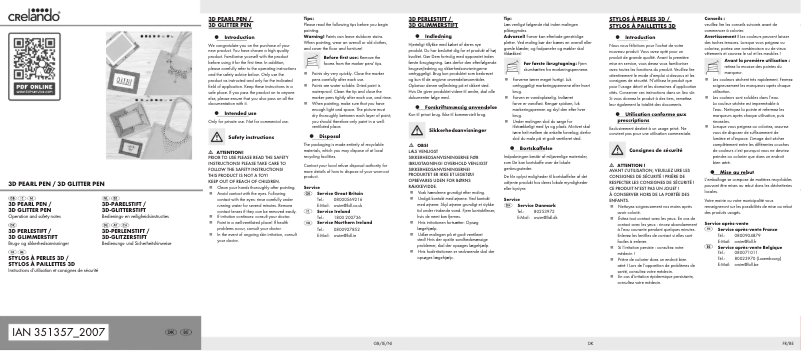 Page 1 de la notice Manuel utilisateur Crelando IAN 351357