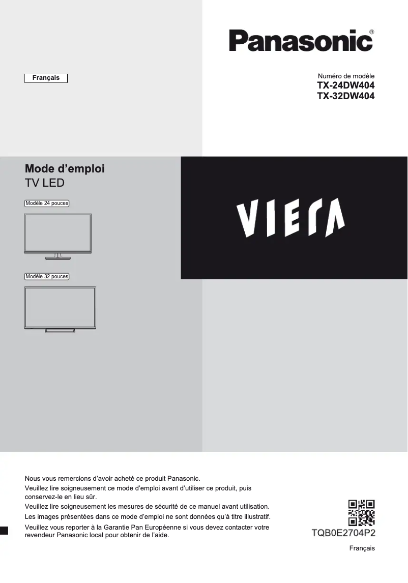 Page 1 de la notice Manuel utilisateur Panasonic Viera TX-32DW404