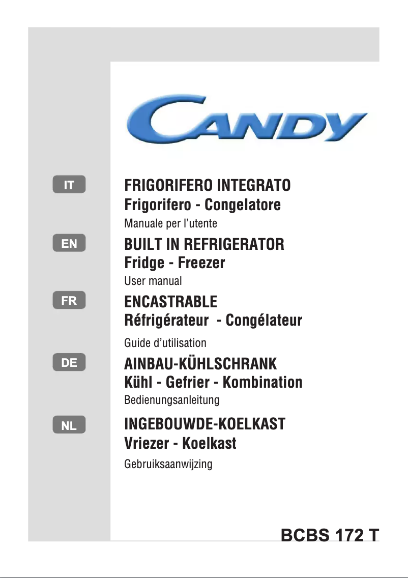 Page 1 de la notice Fiche technique Candy BCBS 172 T