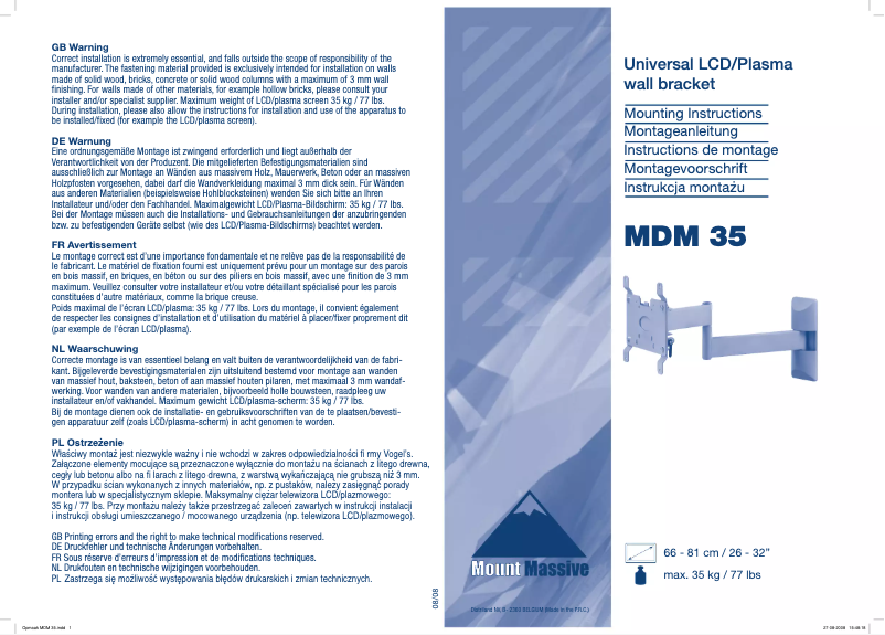 Imagen de la primera página del manual del dispositivo MSM35