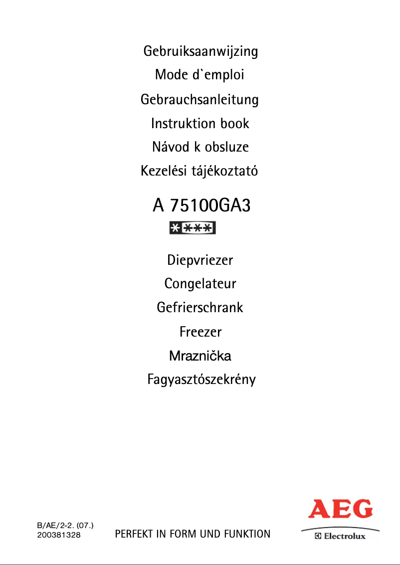 Page n°1 - Manuel utilisateur AEG-Electrolux 75100 GA3
