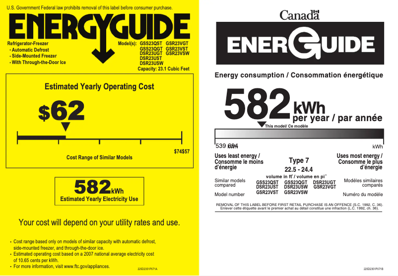 Image de la première page du manuel de l'appareil GSS23QGTWW