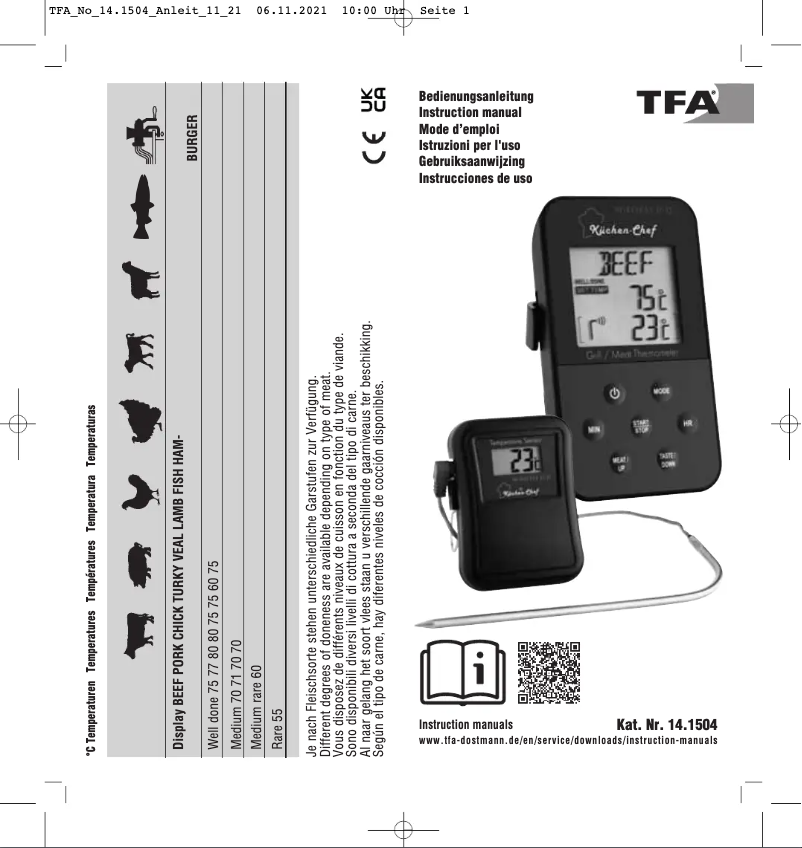 Page 1 de la notice Manuel utilisateur TFA Küchen-Chef 14.1504