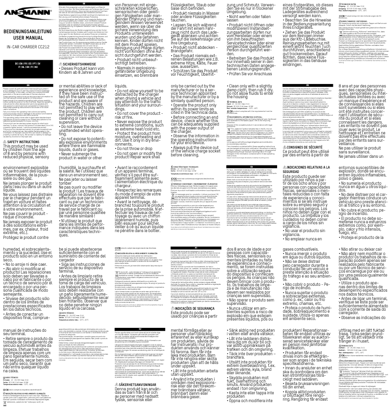 Page 1 de la notice Manuel utilisateur Ansmann CC212