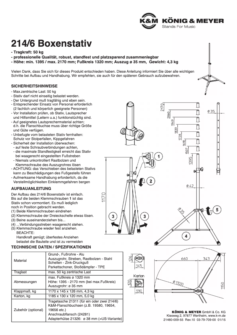 Page 1 de la notice Manuel utilisateur Konig & Meyer 214/6
