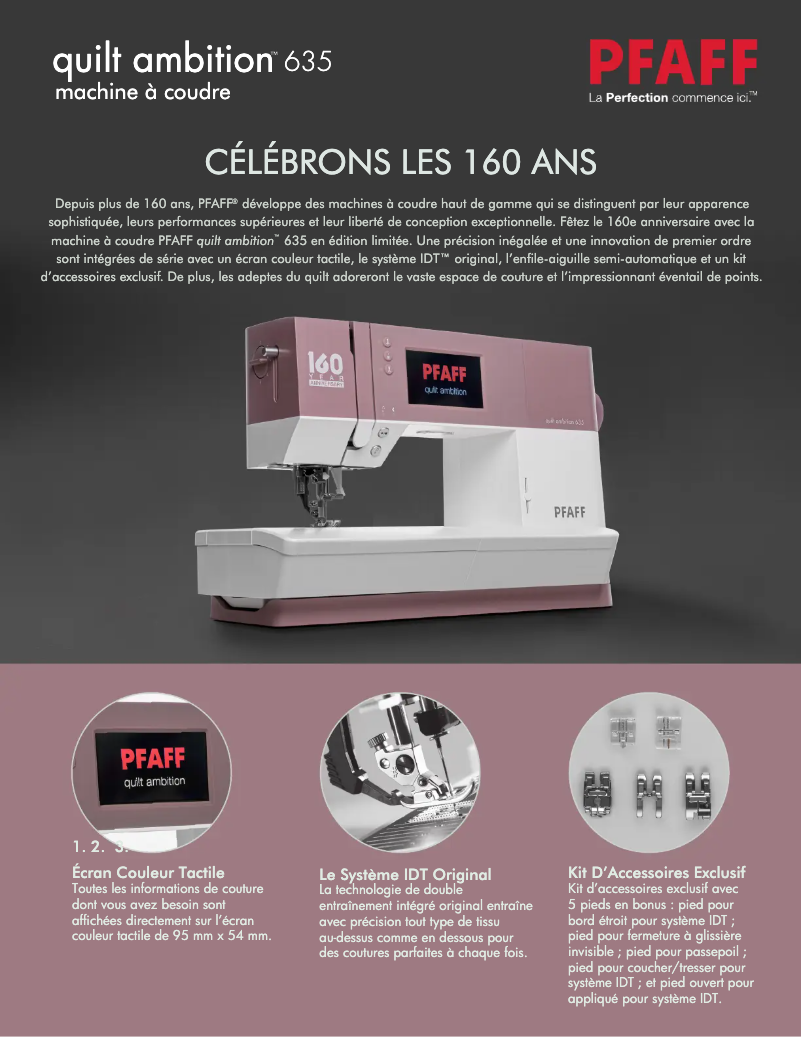 Image de la première page du manuel de l'appareil Quilt Ambition 635