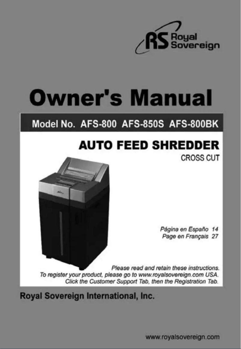 Page n°1 - Manuel utilisateur Royal Sovereign AFS-800BK