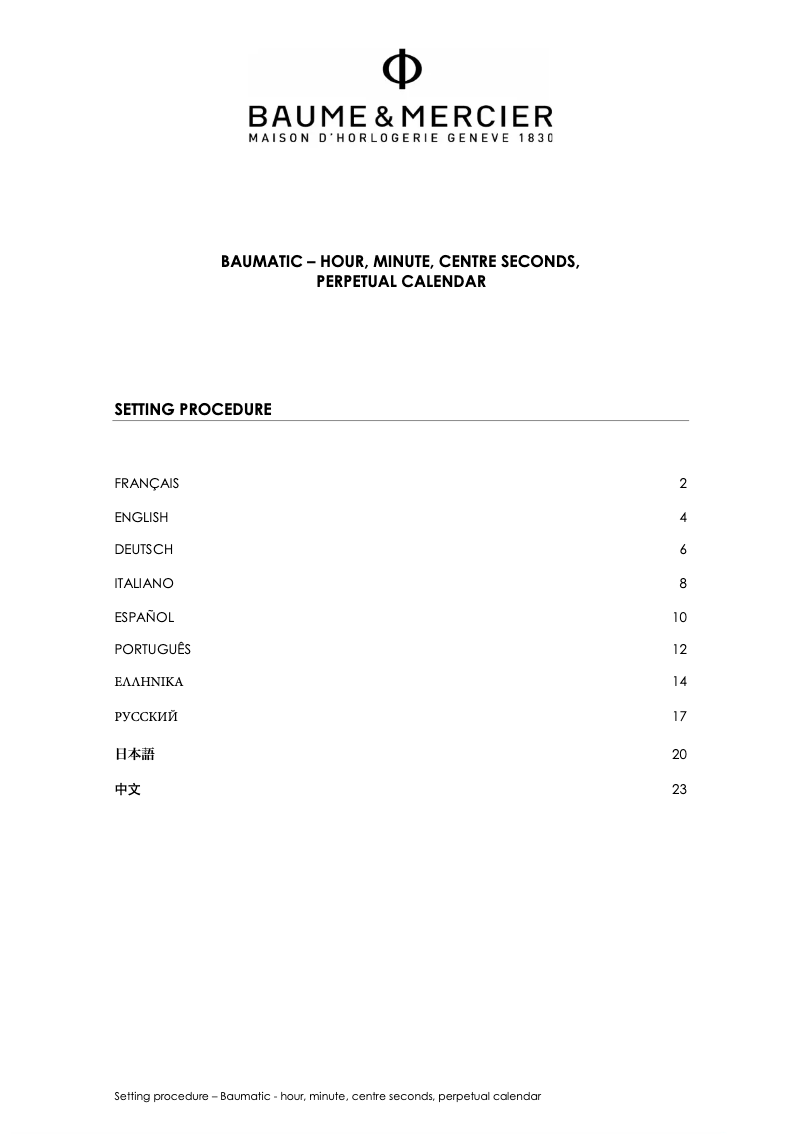 Image de la première page du manuel de l'appareil Clifton Baumatic 10583