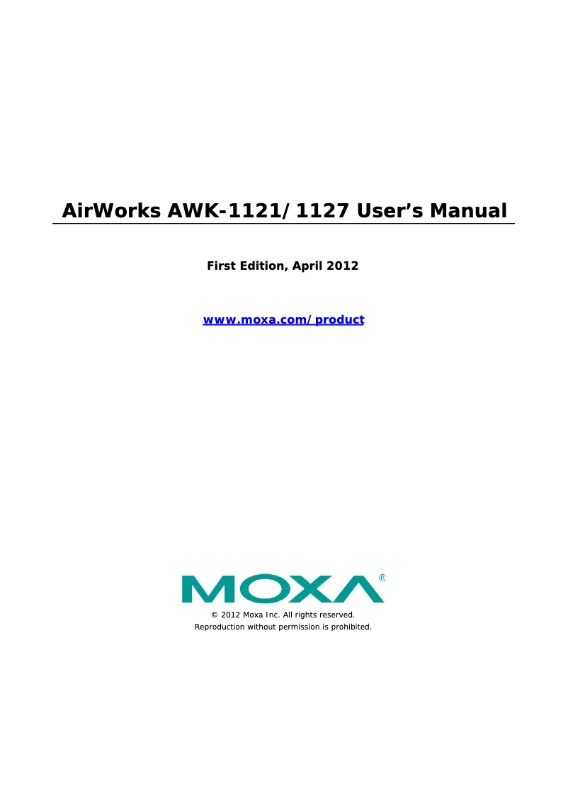 Page 1 de la notice Manuel utilisateur Moxa AWK-1127