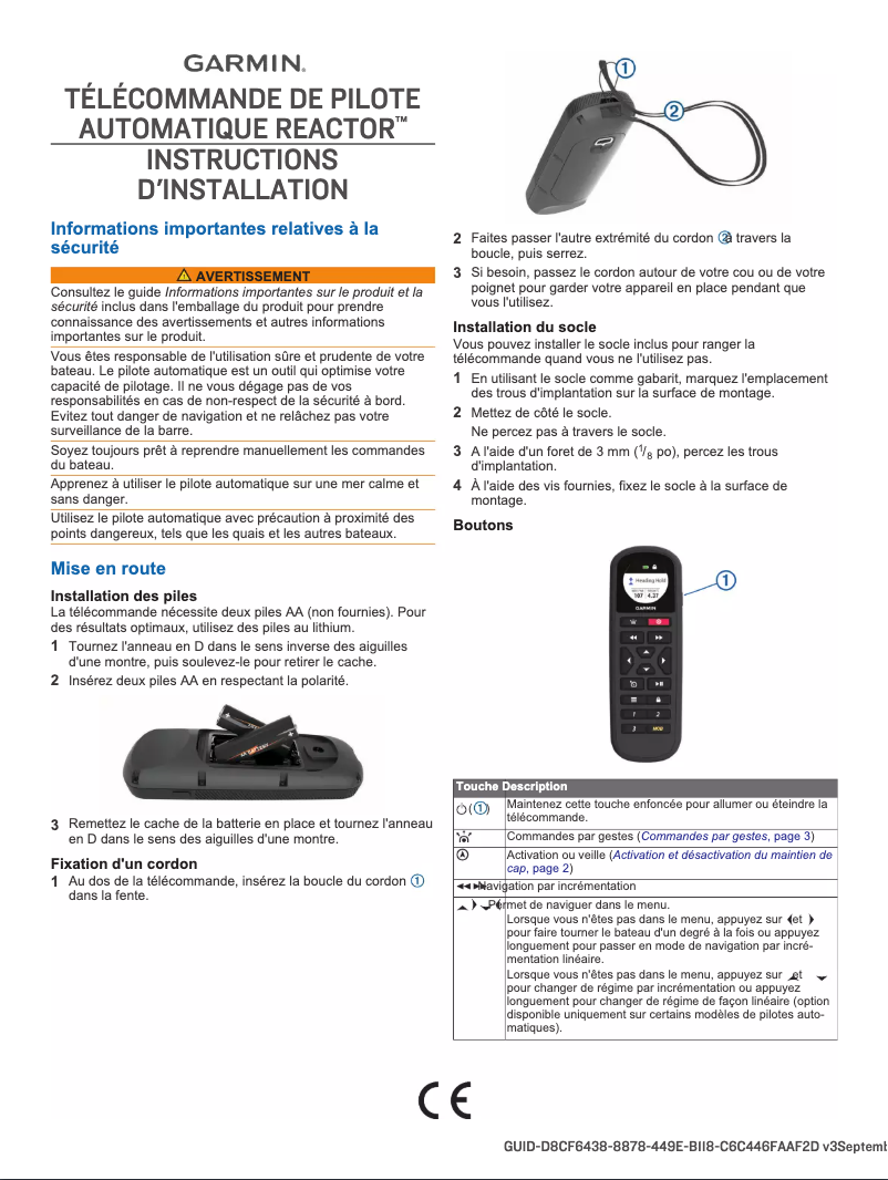 Page 1 de la notice Manuel utilisateur Garmin Reactor