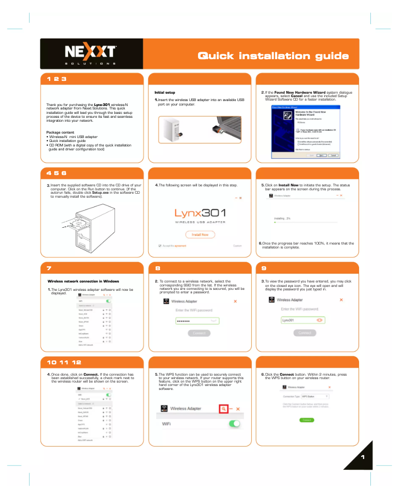 Page 1 de la notice Manuel utilisateur Nexxt Lynx301