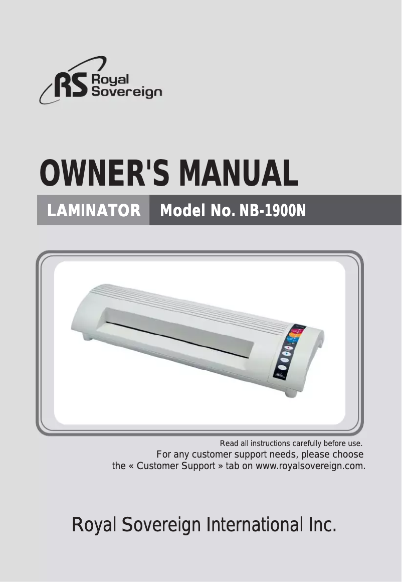 Page n°1 - Manuel utilisateur Royal Sovereign NB-1900N