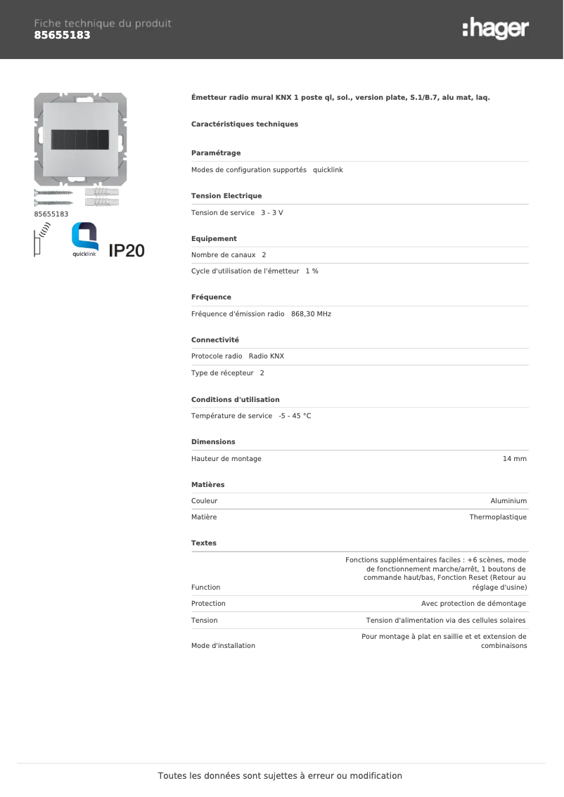 Image de la première page du manuel de l'appareil 85655183