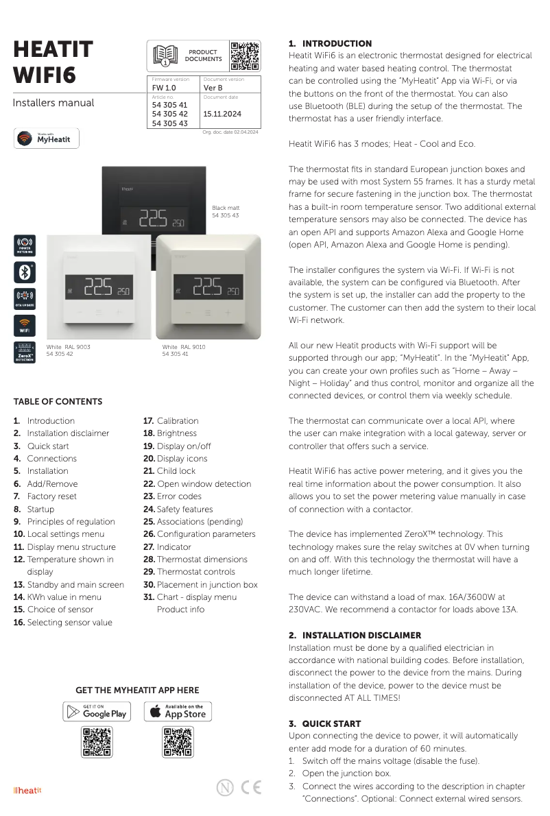 Page n°1 - Manuel utilisateur Heatit WiFi6
