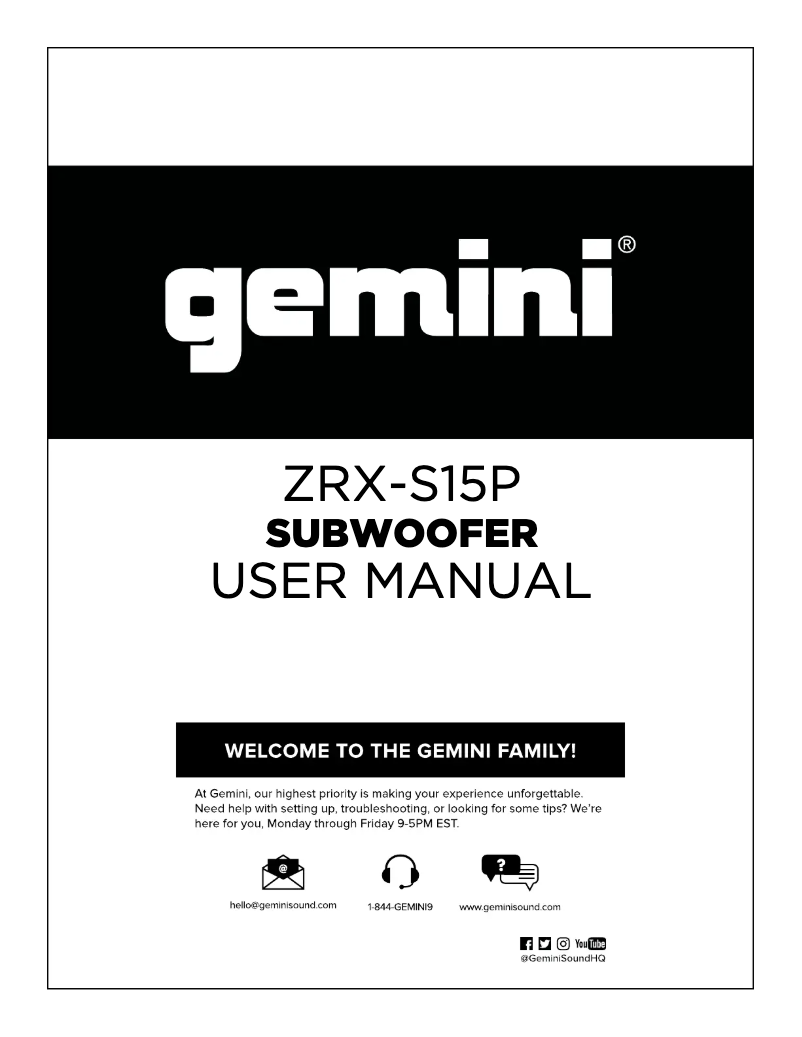 Page 1 de la notice Manuel utilisateur Gemini ZRX-S15P