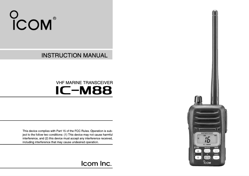 Image de la première page du manuel de l'appareil IC-M88