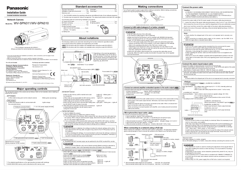 Imagen de la primera página del manual del dispositivo WV-SPN310