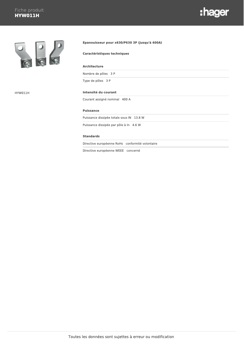 Image de la première page du manuel de l'appareil HYW011H