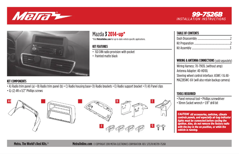 Image de la première page du manuel de l'appareil 99-7526B