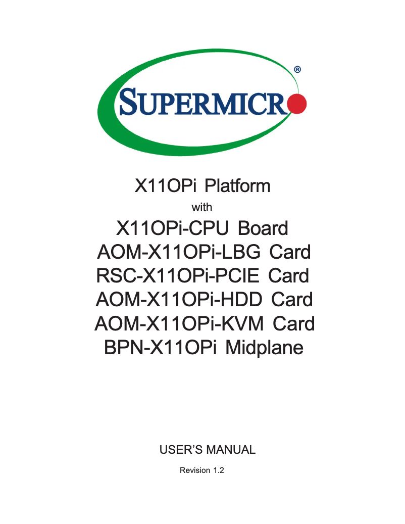 Page 1 de la notice Manuel utilisateur Supermicro X11OPi-CPU