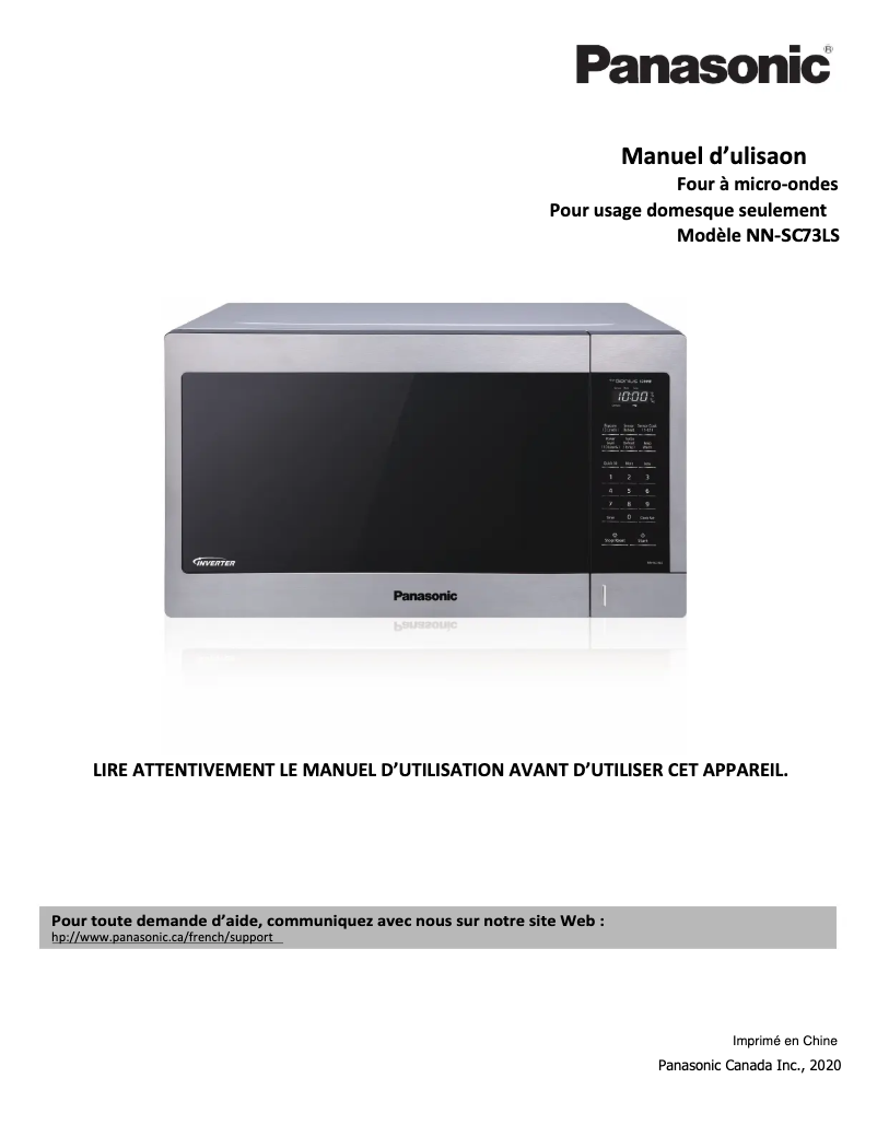 Image de la première page du manuel de l'appareil NN-SC73LS
