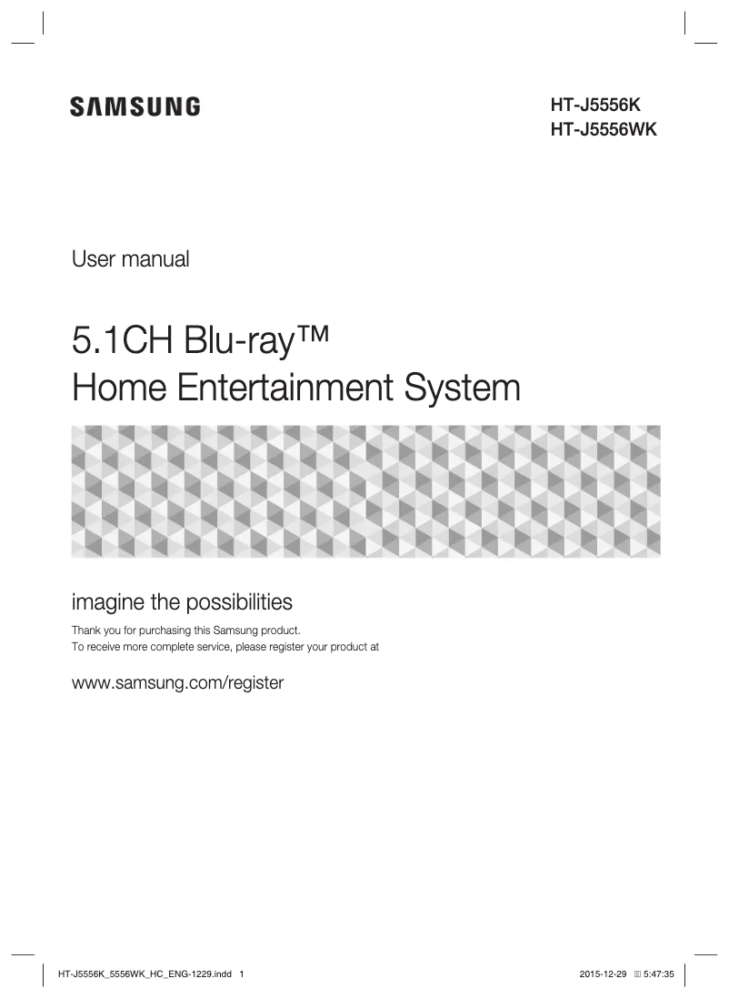 Page 1 de la notice Manuel utilisateur Samsung HT-J5556K