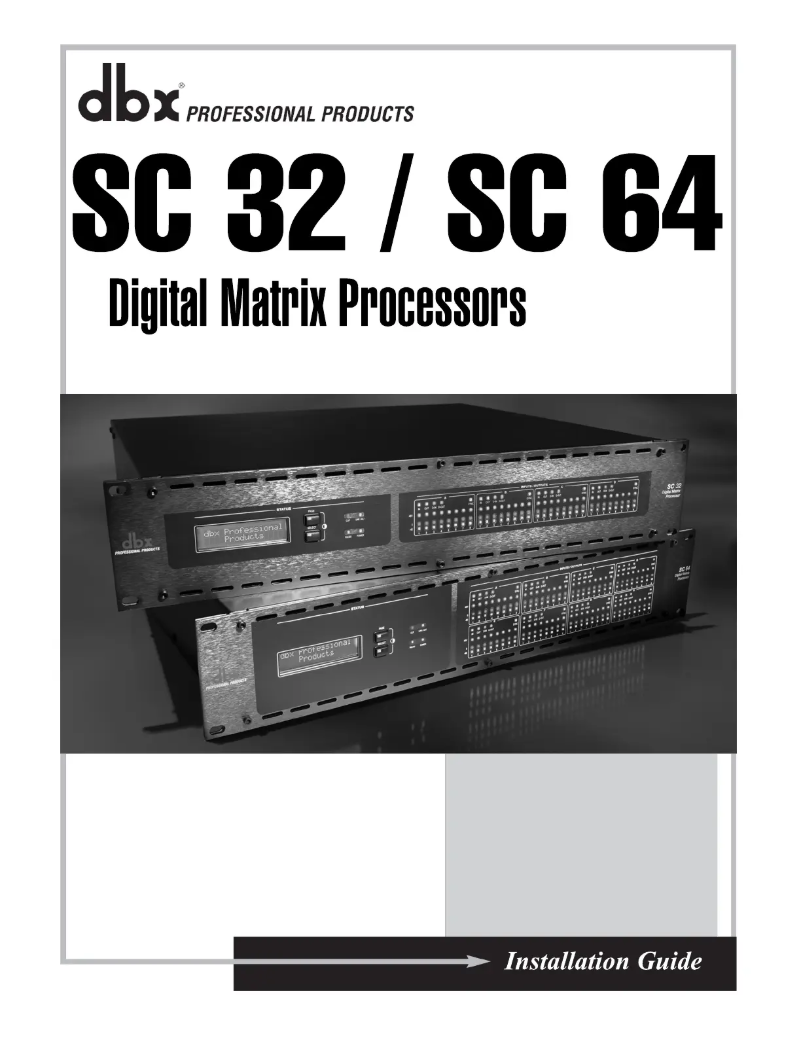 Page n°1 - Guide d'installation DBX SC 64