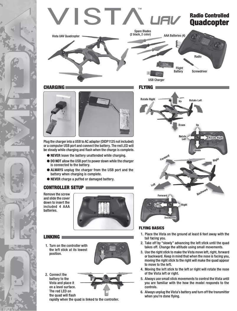 Image de la première page du manuel de l'appareil Vista UAV