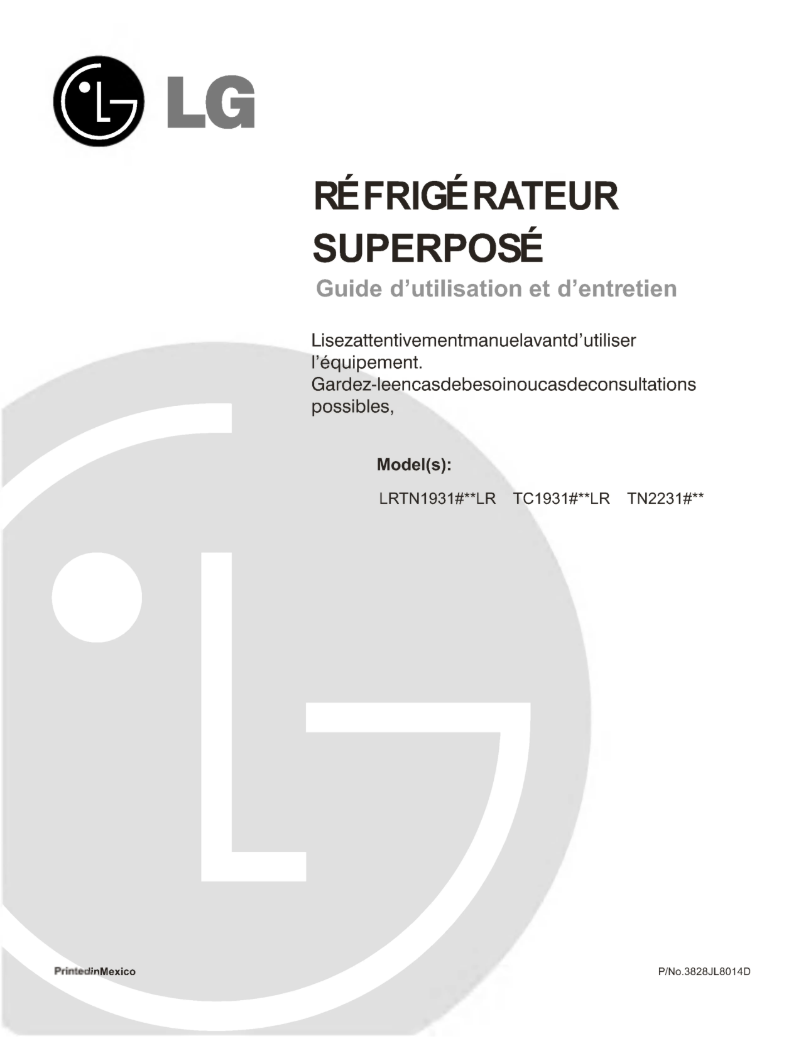 Page 1 de la notice Manuel utilisateur LG LRTN19314WW