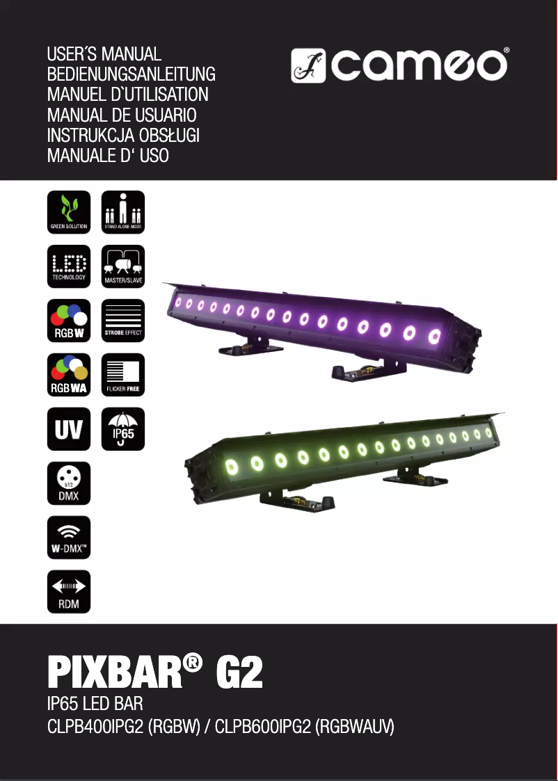 Page n°1 - Manuel utilisateur Cameo PIXBAR 400 IP G2