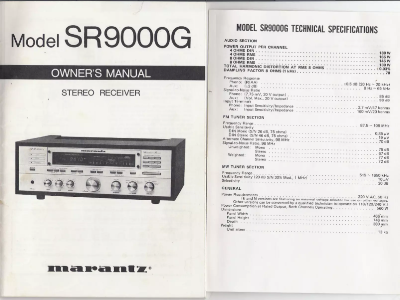 Página 1 del manual Manual de usuario Marantz SR-9000