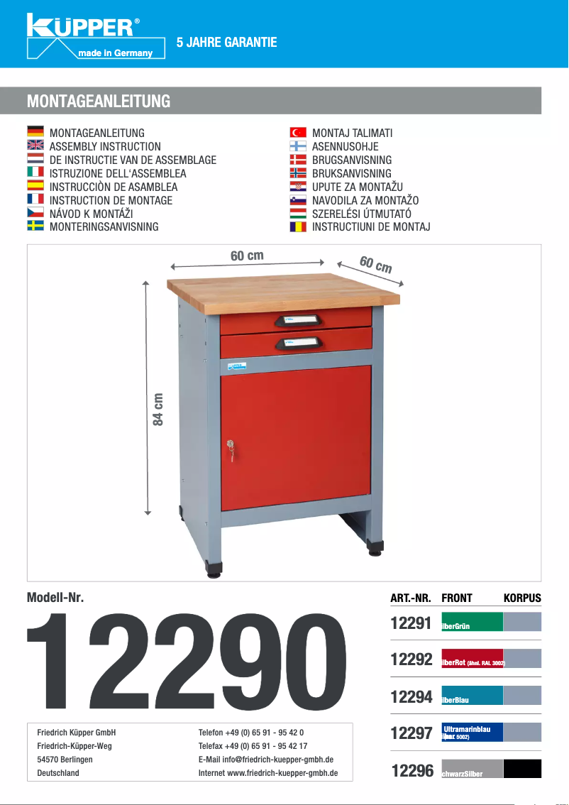 Page 1 de la notice Manuel utilisateur Küpper 12292