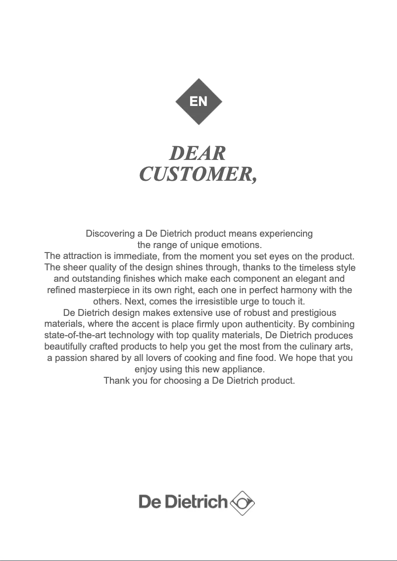 Page 1 de la notice Manuel utilisateur De Dietrich DOP7350W
