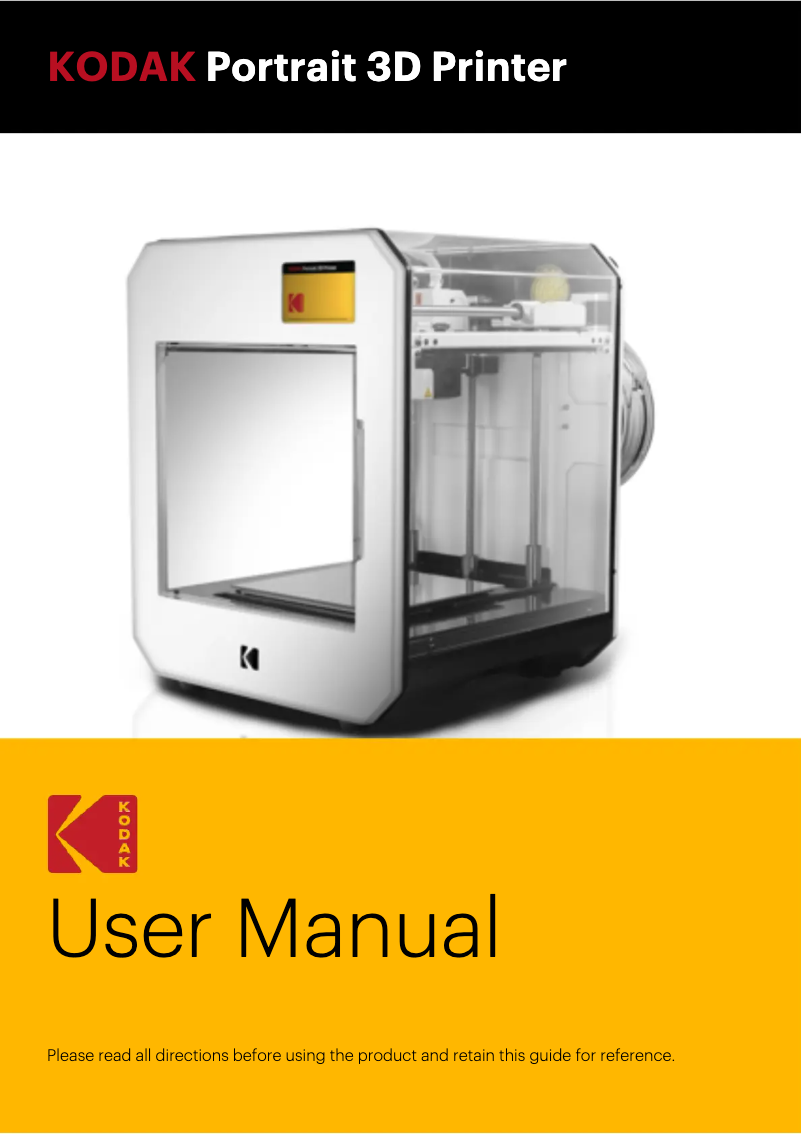 Page 1 de la notice Manuel utilisateur Kodak Portrait 3D Printer