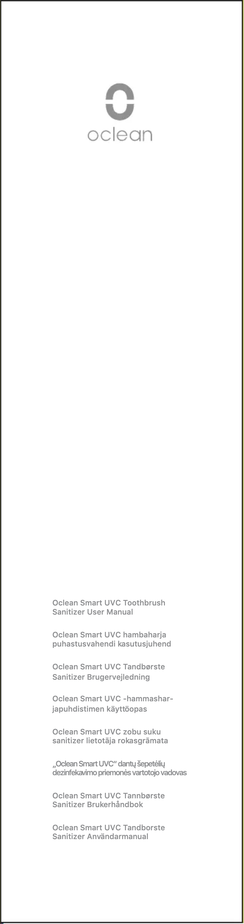 Page n°1 - Manuel utilisateur Oclean Smart UVC