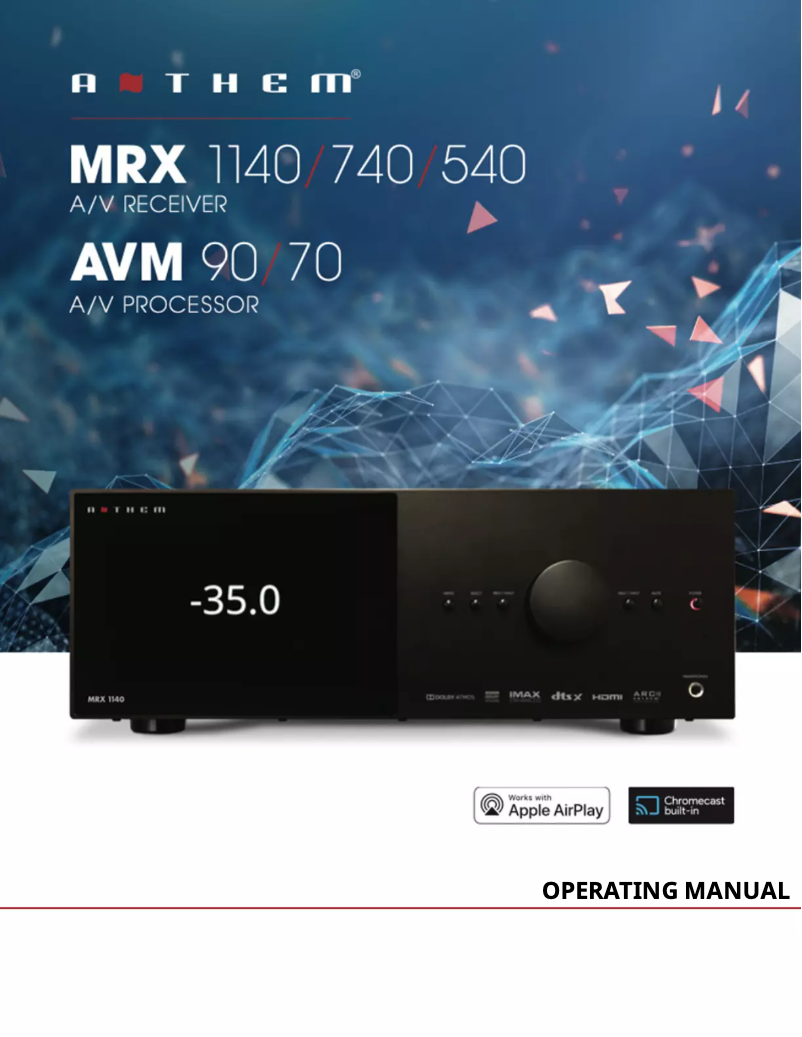 Page 1 de la notice Manuel utilisateur Anthem MRX 1140 8K