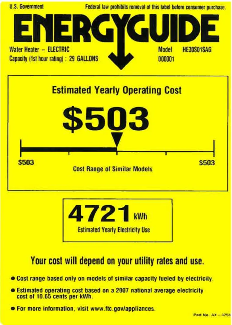 Page 1 de la notice Label énergétique Hotpoint HE30S01SAG