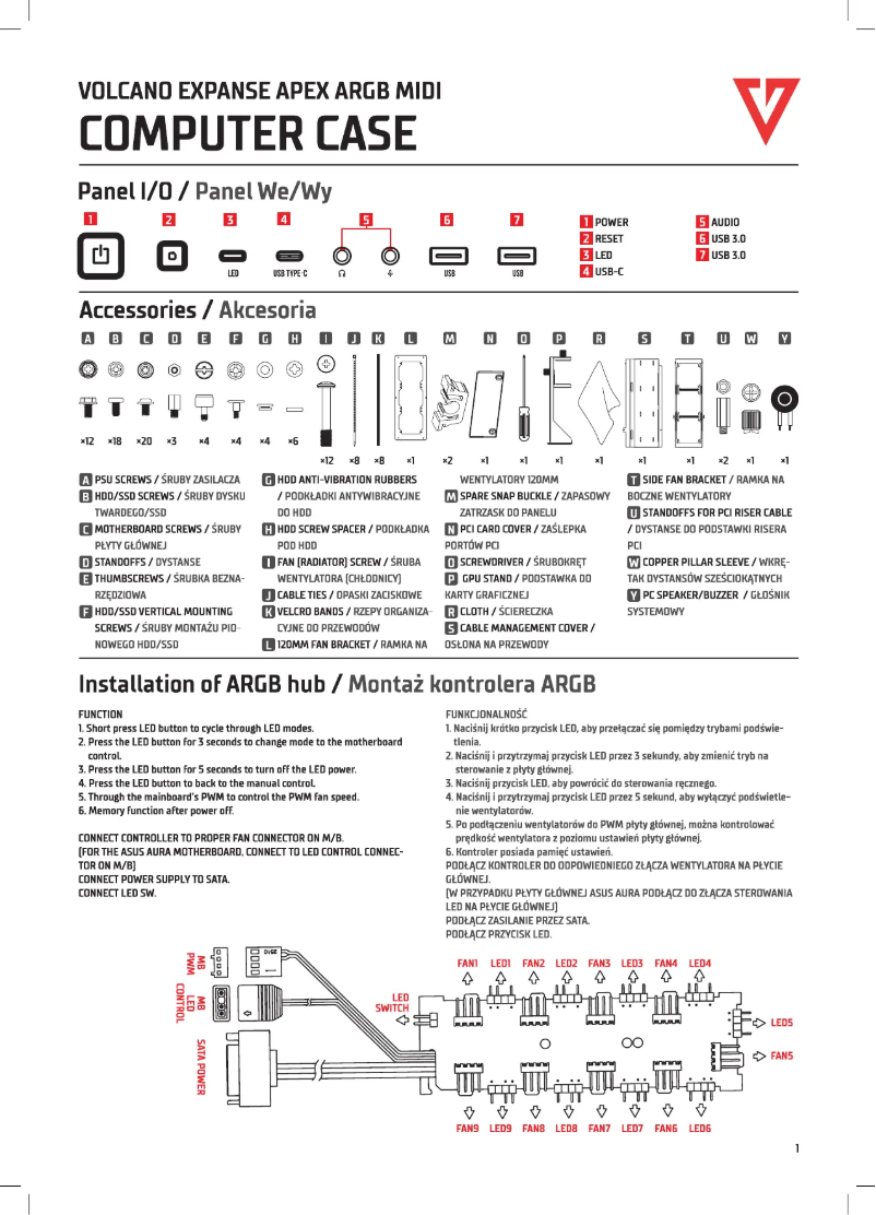 Image de la première page du manuel de l'appareil Expanse T Apex ARGB Midi