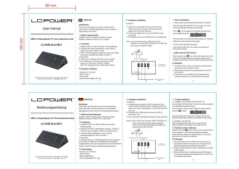 Image de la première page du manuel de l'appareil LC-HUB-ALU-2B-4