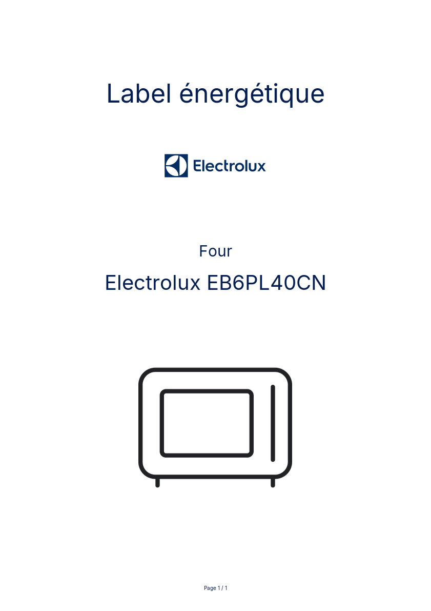 Page n°1 - Label énergétique Electrolux EB6PL40CN