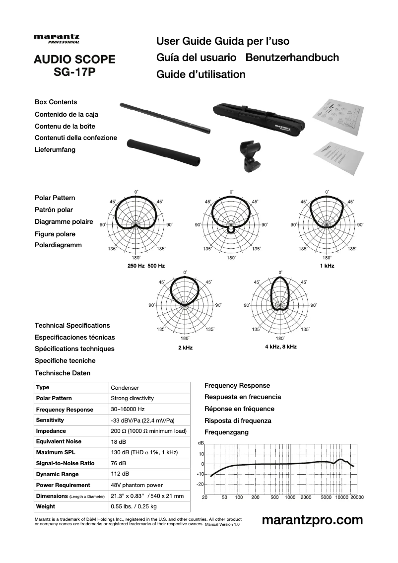 Page n°1 - Manuel utilisateur Marantz Audio Scope SG-17P