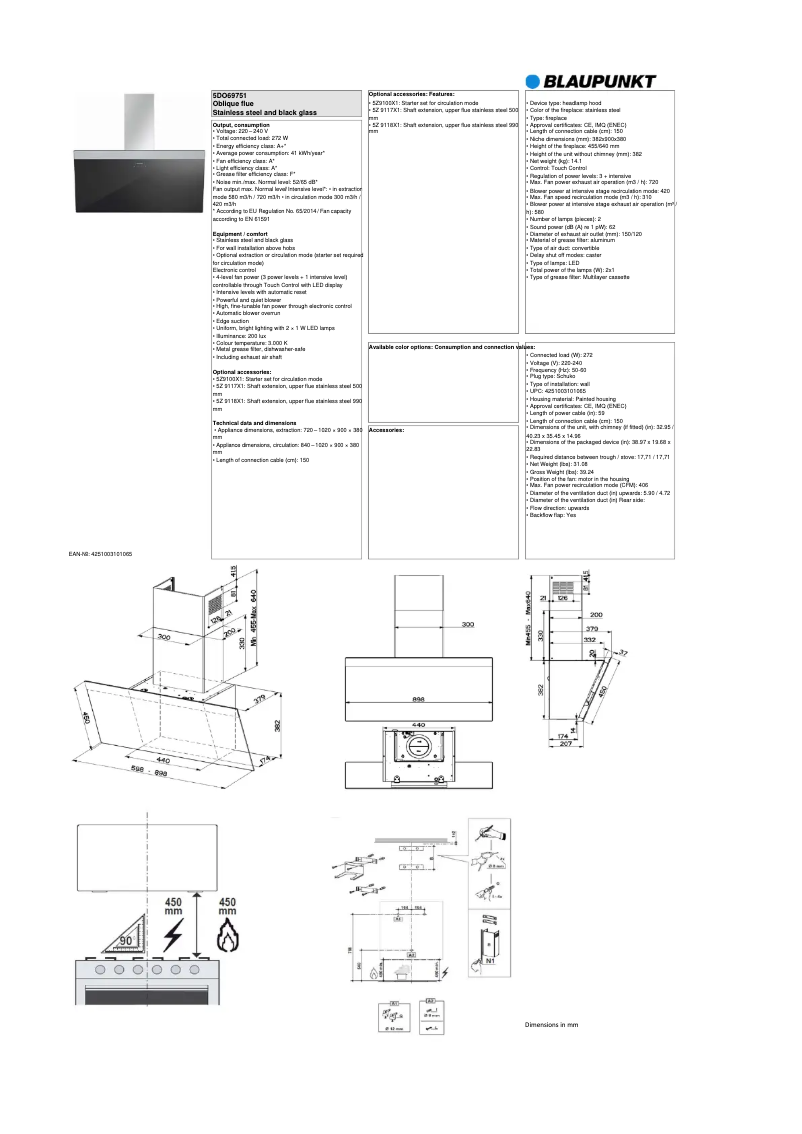 Page n°1 - Fiche technique Blaupunkt 5DO69751