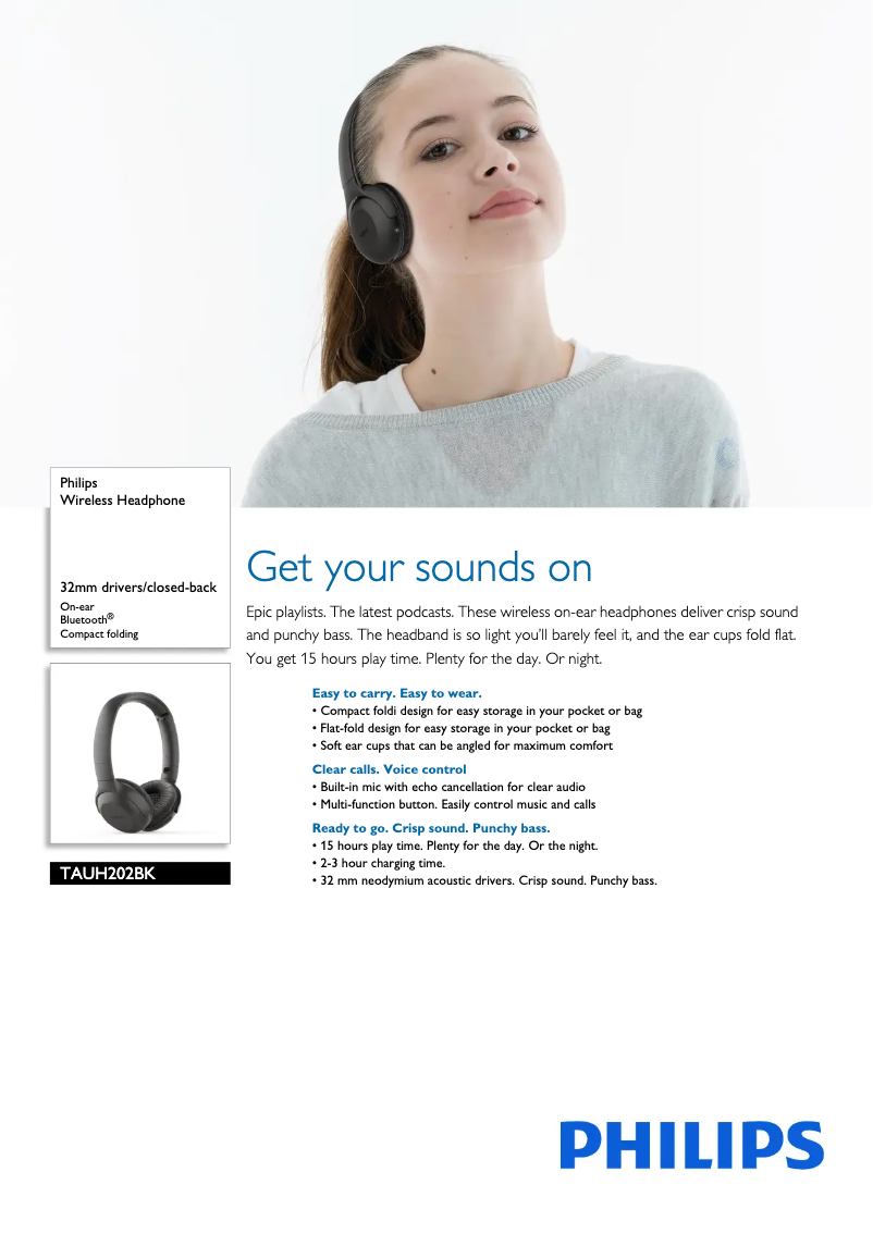 Page 1 of the manual Technical Sheet Philips UpBeat UH202